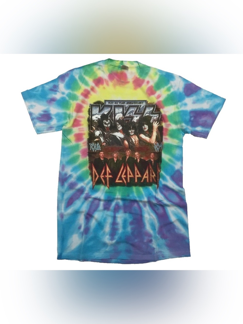 Kiss x Def Leppard T-Shirt 2014 Tour Merch Tie Dye Hair Metal 80s Rock